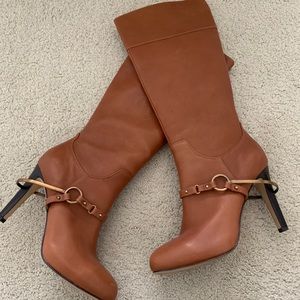 Cognac leather Isola Heeled Boots